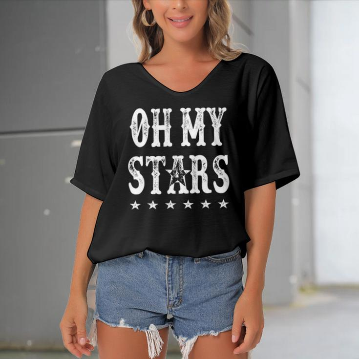 Oh My Stars 4Th Of July Patriotic Women's Bat Sleeves V-Neck Blouse