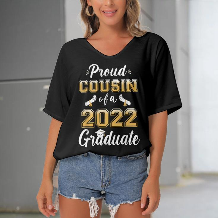Proud Cousin Of A Class Of 2022 Graduate Senior Graduation Women's Bat Sleeves V-Neck Blouse