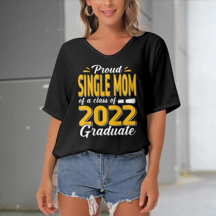 Proud Single Mom Of A Class Of 2022 Graduate Student Senior Women's Bat Sleeves V-Neck Blouse
