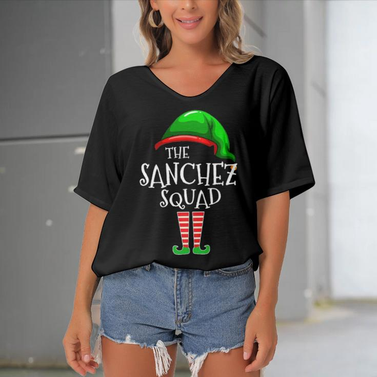 Sanchez Name Gift The Sanchez Squad Women's Bat Sleeves V-Neck Blouse
