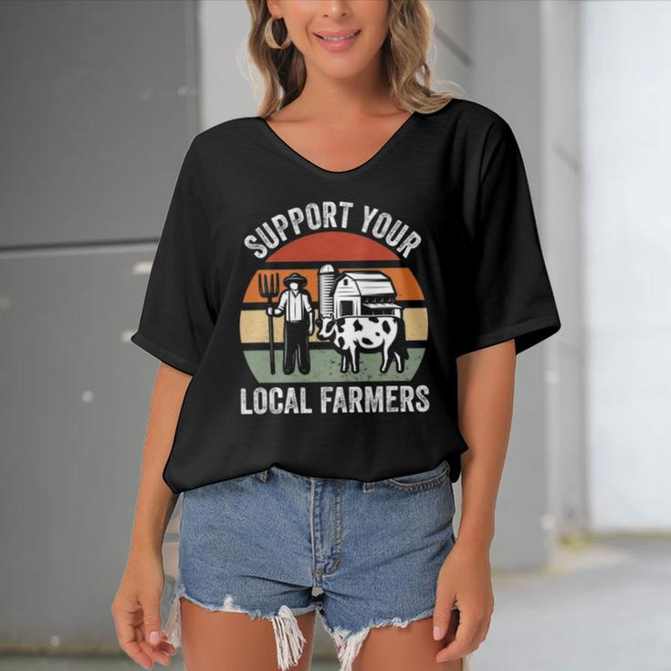 Support Your Local Farmers Farming Women's Bat Sleeves V-Neck Blouse