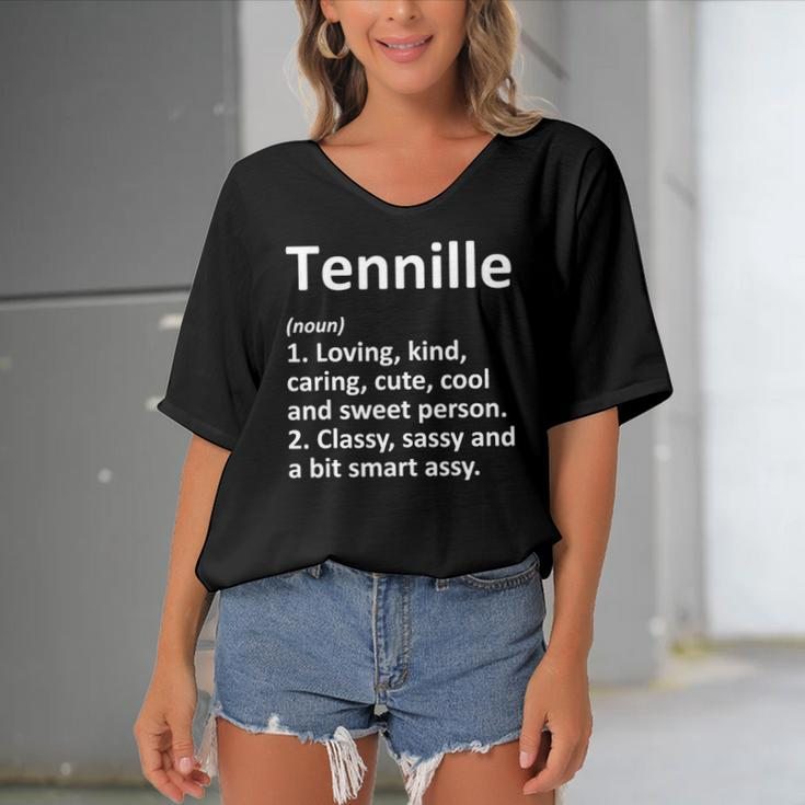 Tennille Definition Personalized Name Funny Gift Women's Bat Sleeves V-Neck Blouse