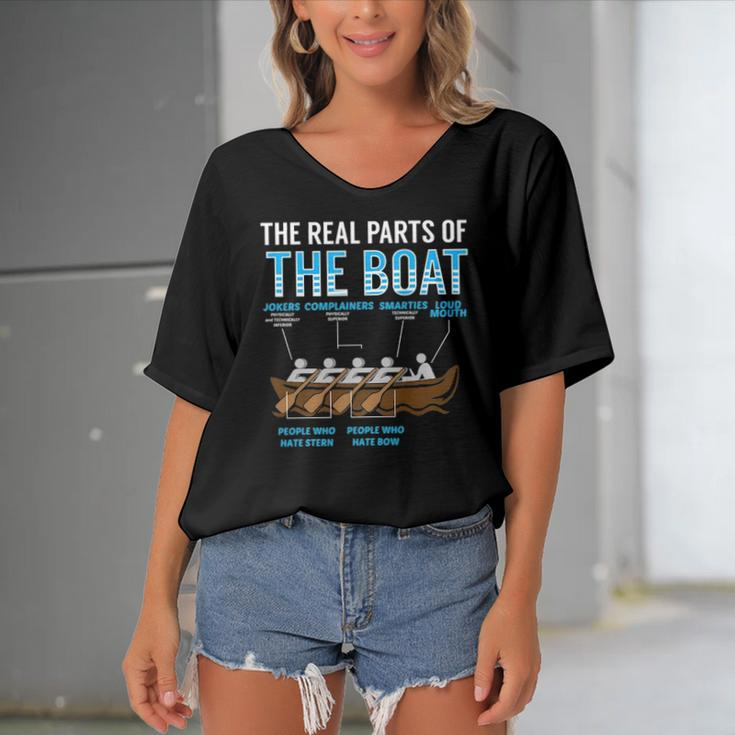 The Real Parts Of The Boat Rowing Gift Women's Bat Sleeves V-Neck Blouse
