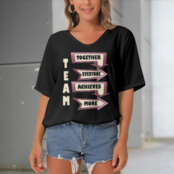 Together Everyone Achieves More Motivational Team Women's Bat Sleeves V-Neck Blouse