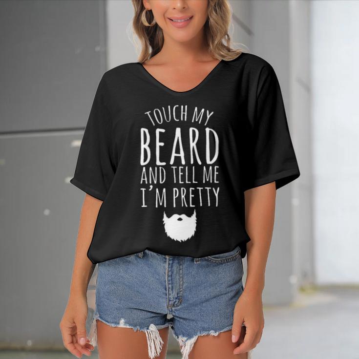 Touch My Beard And Tell Me Im Pretty 288 Shirt Women's Bat Sleeves V-Neck Blouse