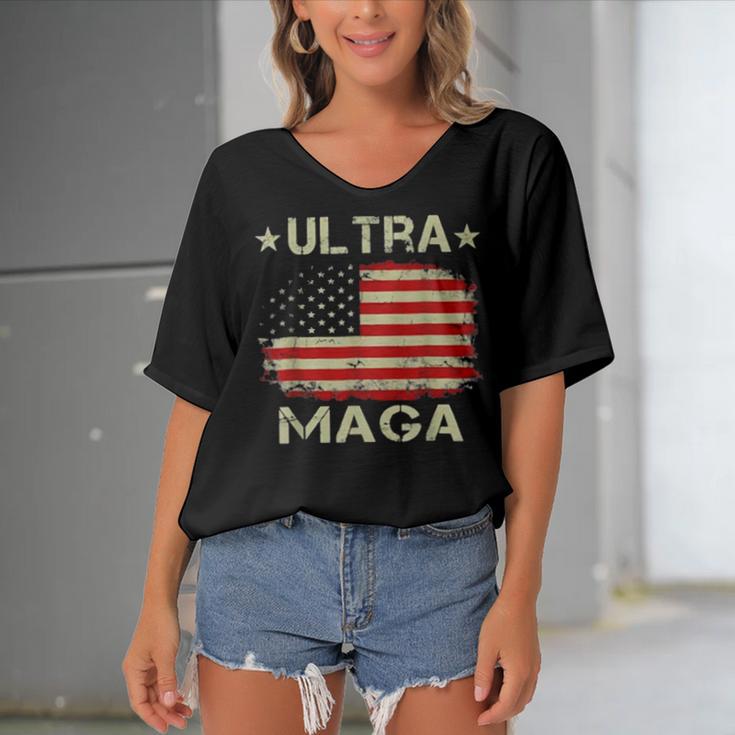 Ultra Maga And Proud Of It A Ultra Maga And Proud Of It V10 Women's Bat Sleeves V-Neck Blouse