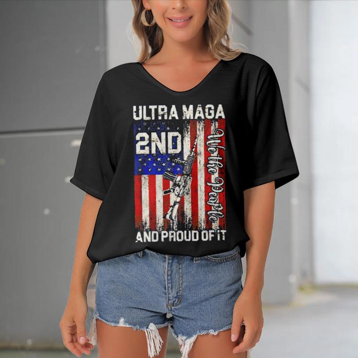 Ultra Maga And Proud Of It A Ultra Maga And Proud Of It V14 Women's Bat Sleeves V-Neck Blouse