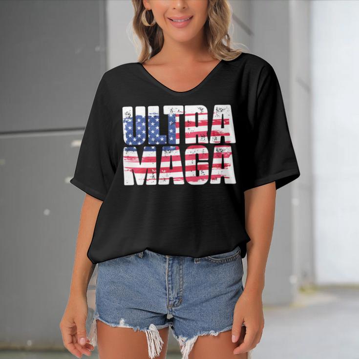 Ultra Maga And Proud Of It A Ultra Maga And Proud Of It V17 Women's Bat Sleeves V-Neck Blouse