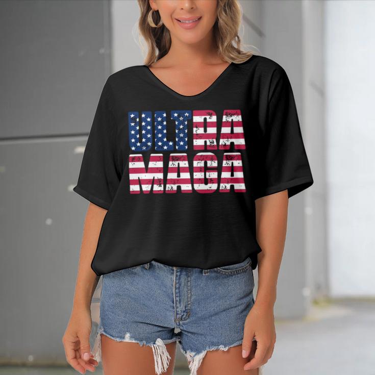 Ultra Maga And Proud Of It A Ultra Maga And Proud Of It V18 Women's Bat Sleeves V-Neck Blouse