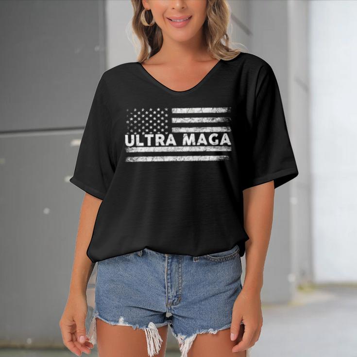 Ultra Maga And Proud Of It A Ultra Maga And Proud Of It V6 Women's Bat Sleeves V-Neck Blouse