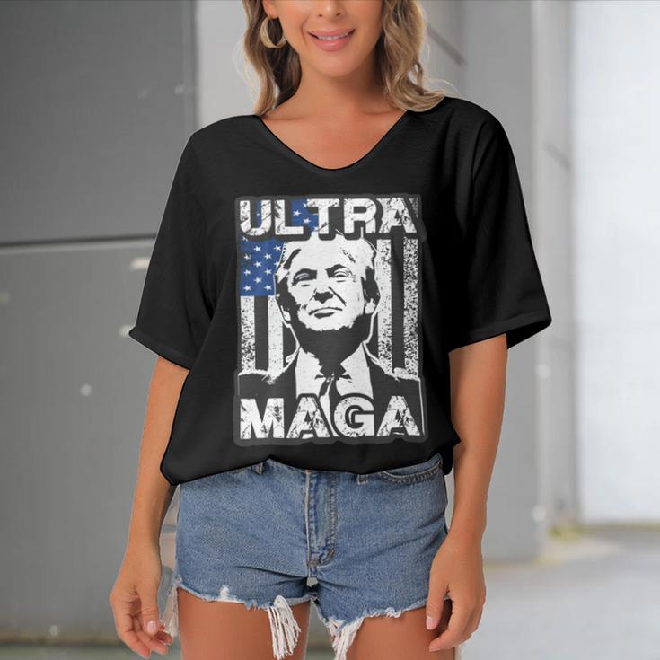 Ultra Maga And Proud Of It V26 Women's Bat Sleeves V-Neck Blouse