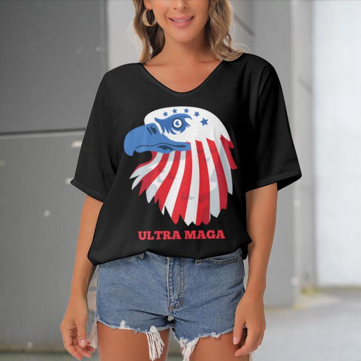 Ultra Maga Memorial Day Women's Bat Sleeves V-Neck Blouse