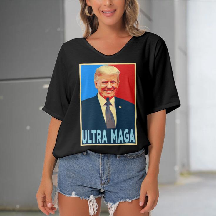 Ultra Maga President Donald Trump Gift Women's Bat Sleeves V-Neck Blouse