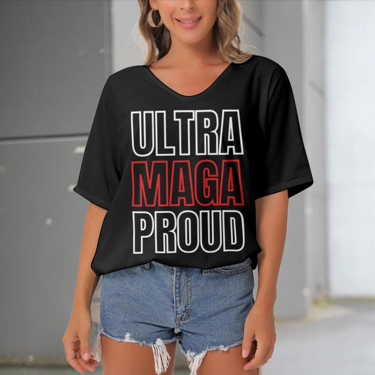 Ultra Maga Proud Patriotic Tshirt V2 Women's Bat Sleeves V-Neck Blouse