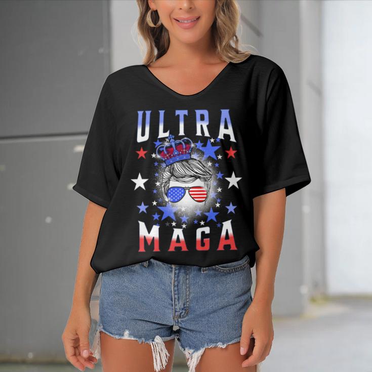 Ultra Maga The Return Of The Great Maga King V2 Women's Bat Sleeves V-Neck Blouse