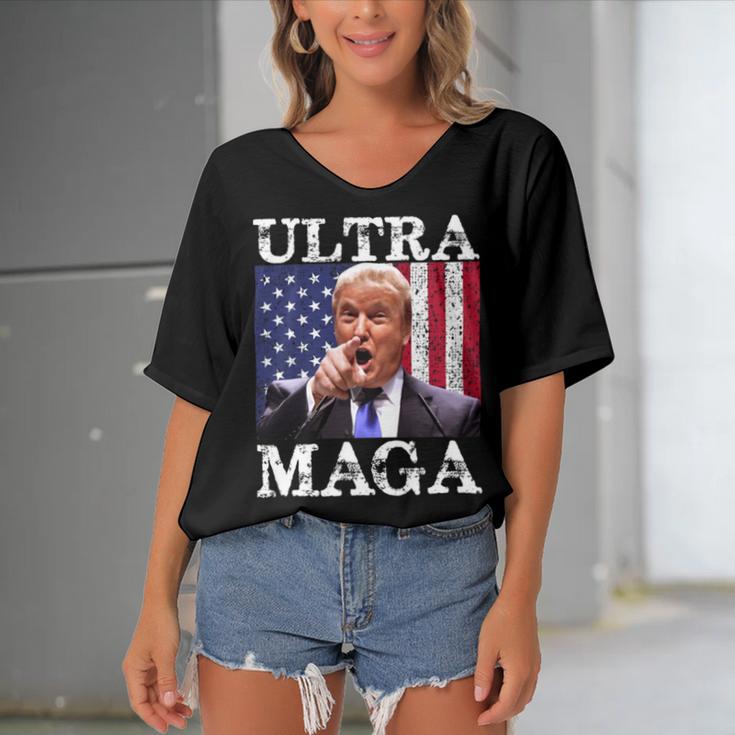 Ultra Maga Ultra Maga Funny Ultra Maga 2024 Ultra Maga And Proud Of Itultra Maga Proud Women's Bat Sleeves V-Neck Blouse