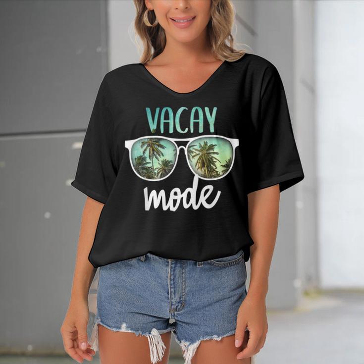 Vacay Mode Cute Vacation Summer Cruise Getaway Women's Bat Sleeves V-Neck Blouse