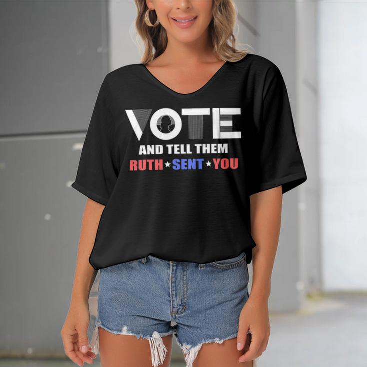 Vote Tell Them Ruth Sent You 32 Shirt Women's Bat Sleeves V-Neck Blouse