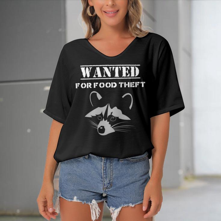 Wanted For Food Theft Funny Raccoon Lover 528 Trending Shirt Women's Bat Sleeves V-Neck Blouse