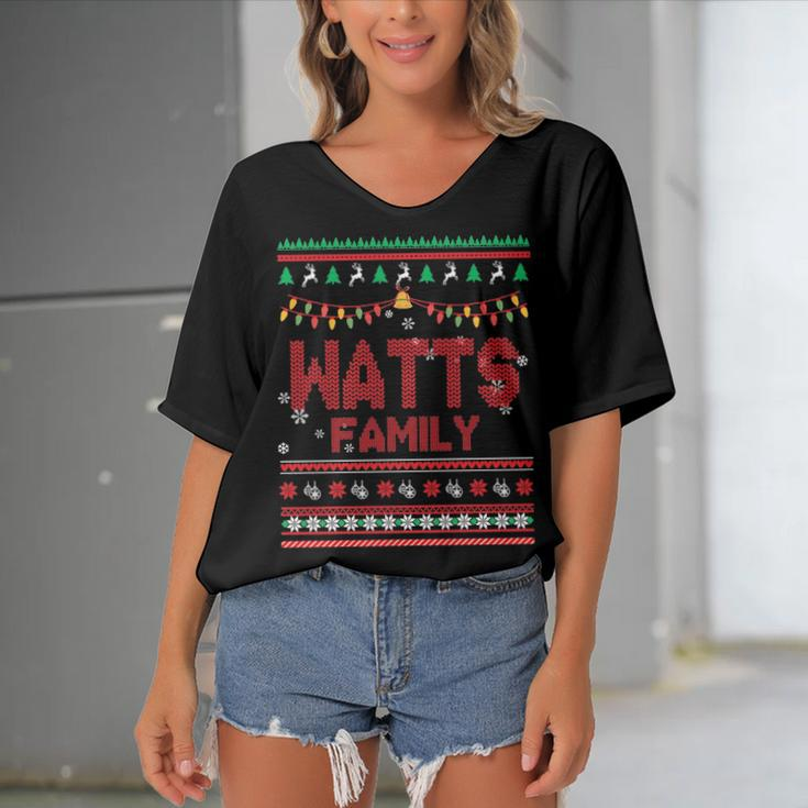 Watts Name Gift Watts Family Women's Bat Sleeves V-Neck Blouse