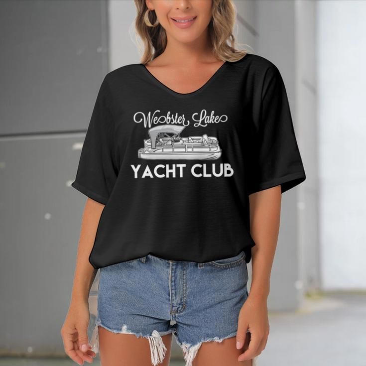 Webster Lake Yacht Club Pontoon Boat Women's Bat Sleeves V-Neck Blouse