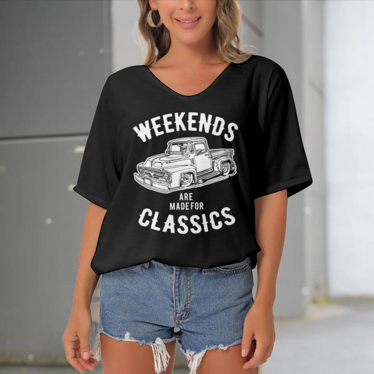 Weekend Classics Vintage Truck Women's Bat Sleeves V-Neck Blouse