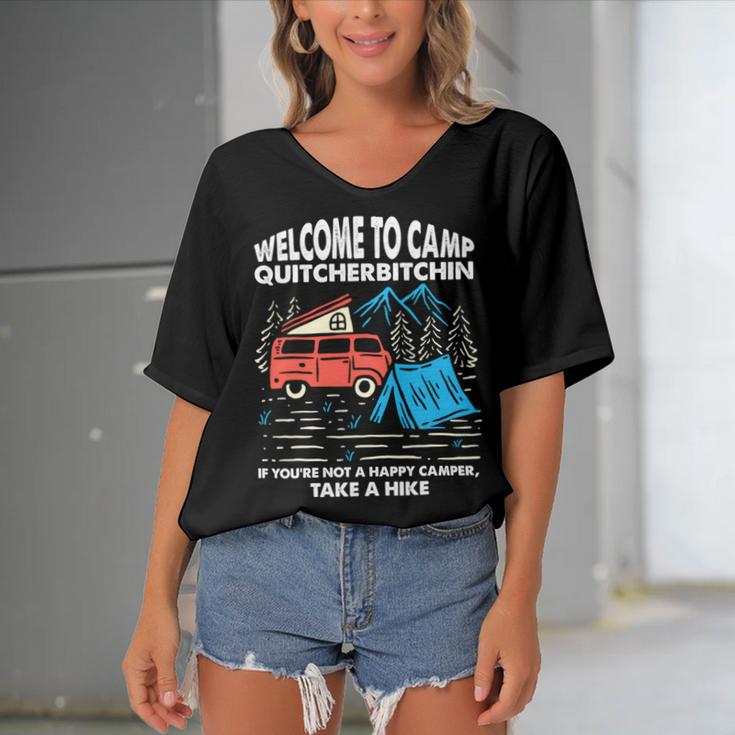 Welcome To Camp Quitcherbitchin Funny 7 Shirt Women's Bat Sleeves V-Neck Blouse