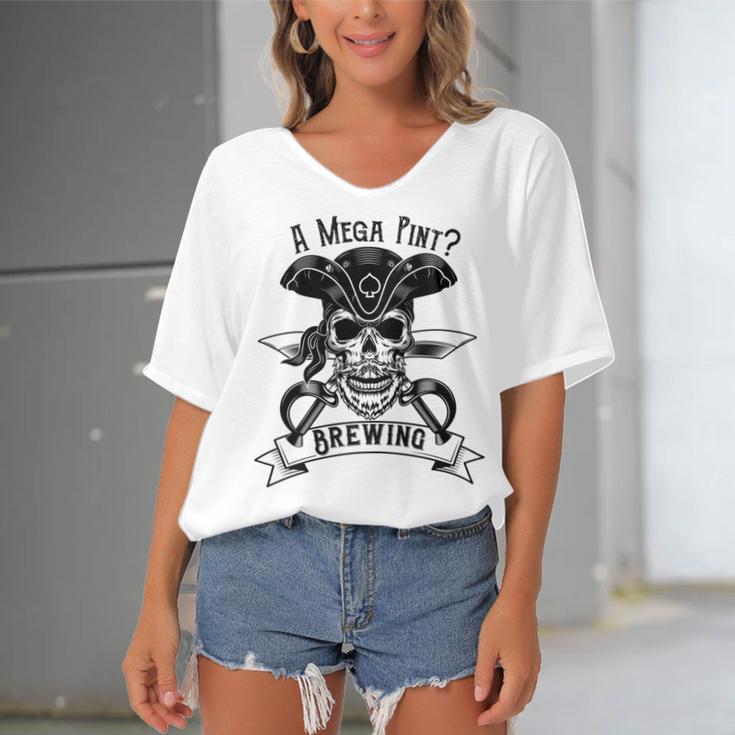 A Mega Pint Brewing Pirate Of The Mega Pint Women's Bat Sleeves V-Neck Blouse