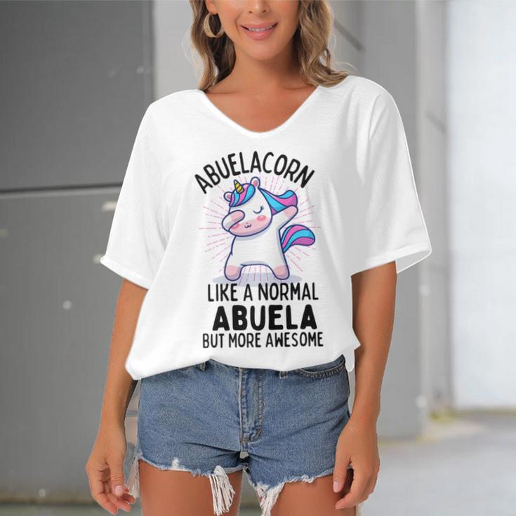 Abuelacorn Funny Unicorn Dabbing Gift Like A Normal Abuela But More Awesome Women's Bat Sleeves V-Neck Blouse