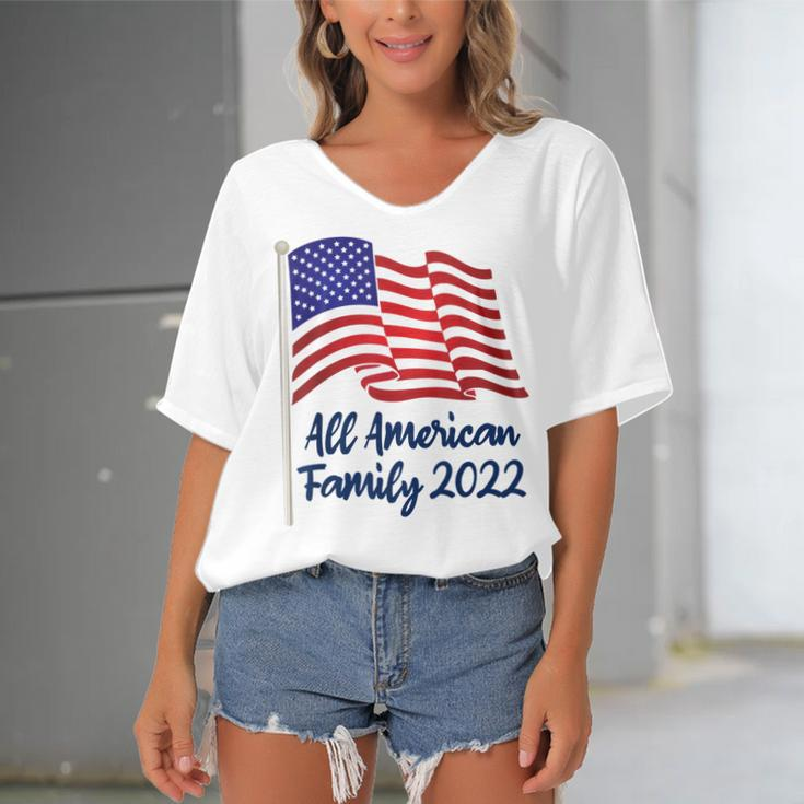 All American Family Reunion Matching - 4Th Of July 2022 Women's Bat Sleeves V-Neck Blouse