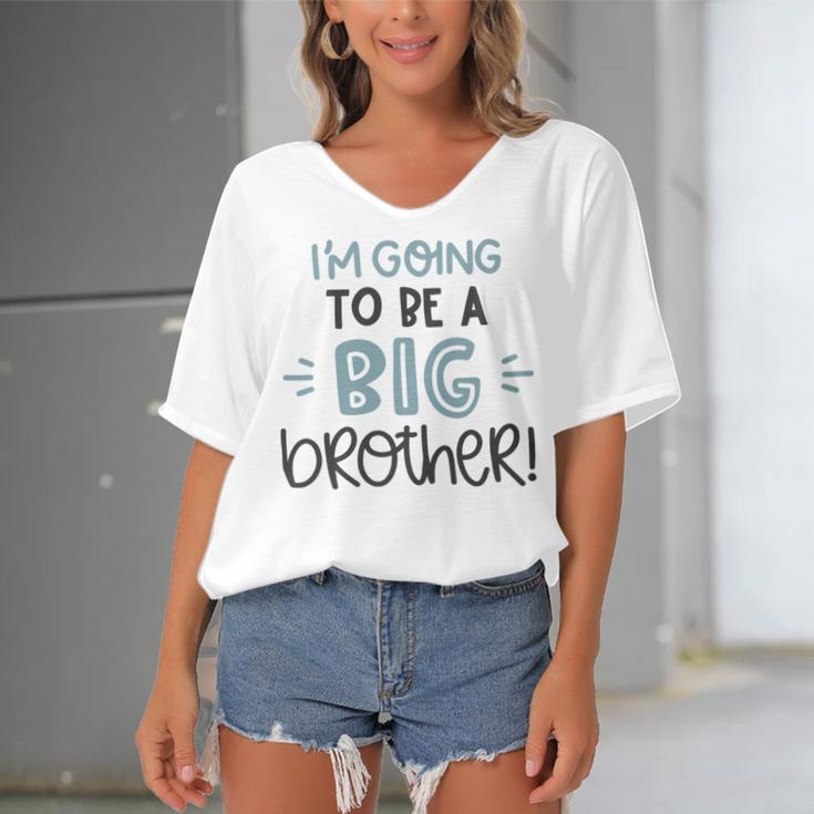 Baby Shower Text Design Im Going To Be A Big Brother Women's Bat Sleeves V-Neck Blouse