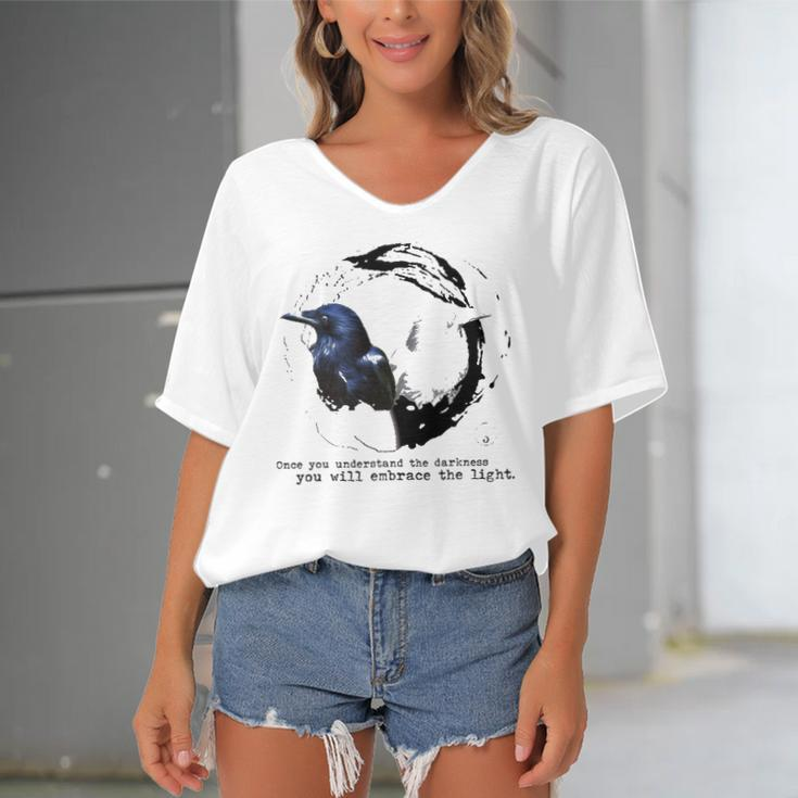 Balance Once You Understand The Darkness You Will Embrace The Light Women's Bat Sleeves V-Neck Blouse