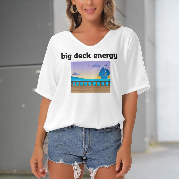 Big Deck Energy Women's Bat Sleeves V-Neck Blouse