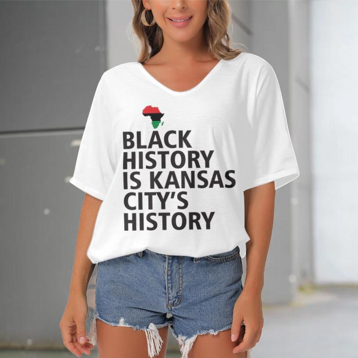 Black History Is Kansas Citys History Women's Bat Sleeves V-Neck Blouse