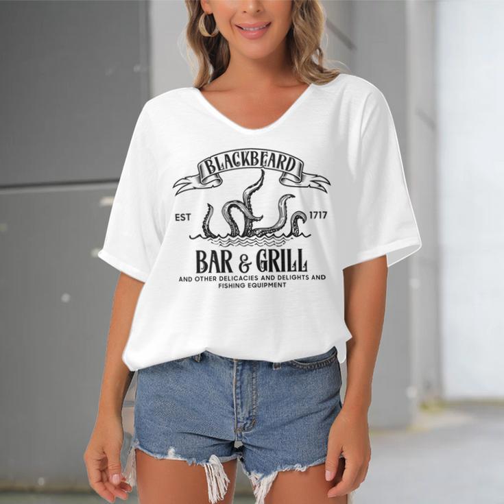 Blackbeards Bar And Grill Est Women's Bat Sleeves V-Neck Blouse