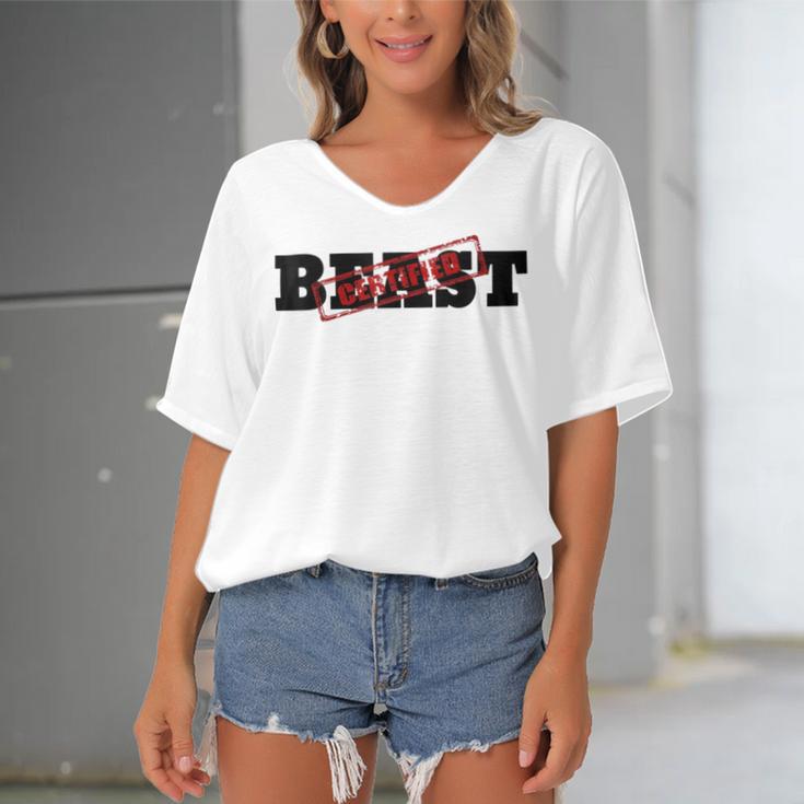 Certified Beast Athletic Workout Fitness 486 Trending Shirt Women's Bat Sleeves V-Neck Blouse