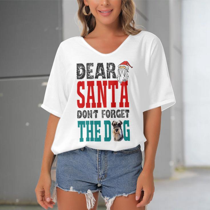 Dear Santa Dont Forget The Dog Women's Bat Sleeves V-Neck Blouse