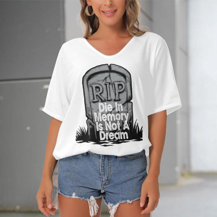 Die With Memories Not Dreams Women's Bat Sleeves V-Neck Blouse