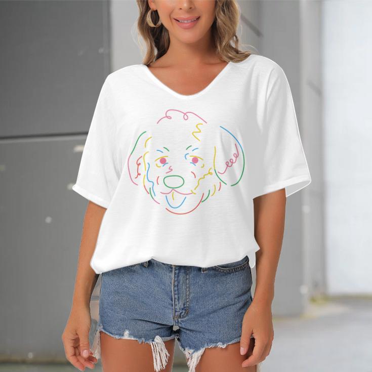 Dog Distraction Sticker Design Funny Dog Distraction Stickers Women's Bat Sleeves V-Neck Blouse