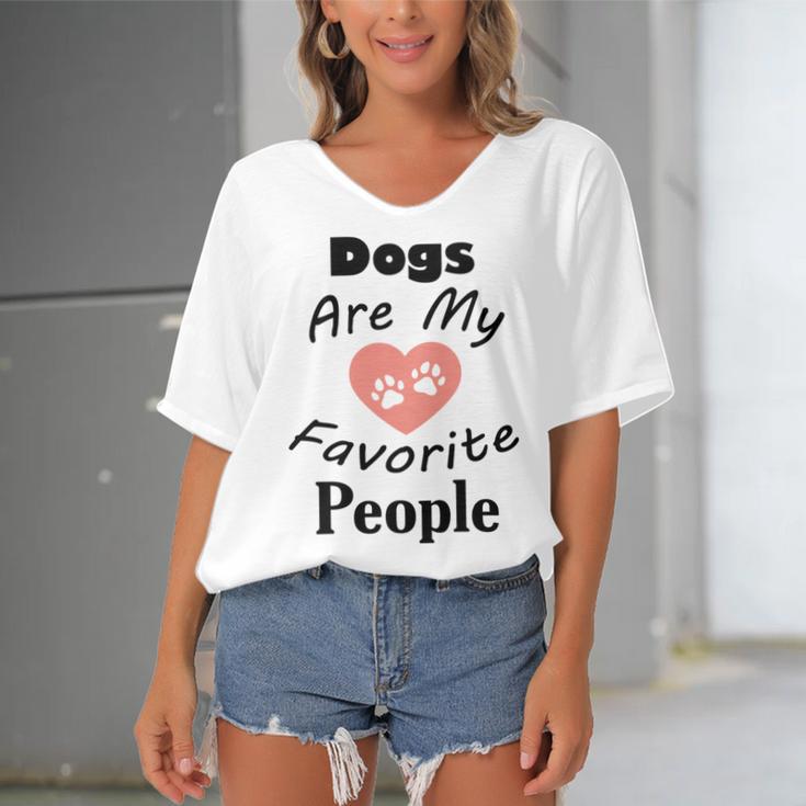 Dogs Are My Favorite People Funny Dogs Quotes Gift For Dogs Lovers Women's Bat Sleeves V-Neck Blouse