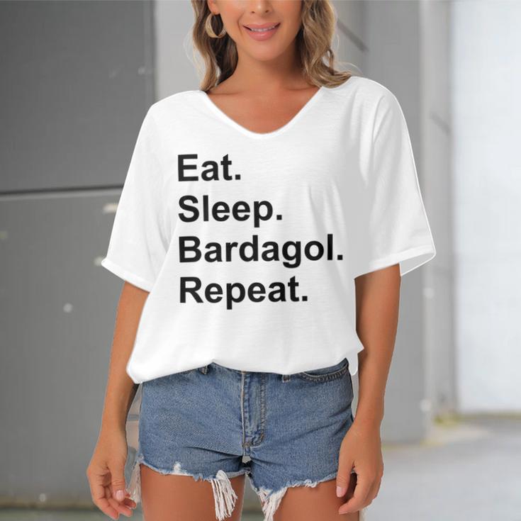 Eat Sleep Bardagol Repeat Women's Bat Sleeves V-Neck Blouse