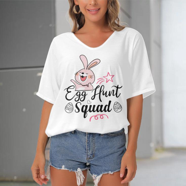 Egg Hunt Squad Women's Bat Sleeves V-Neck Blouse