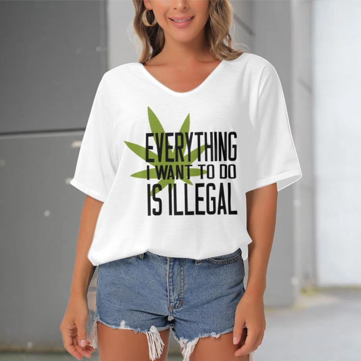 Everything I Want To Do Is Illegal V2 Women's Bat Sleeves V-Neck Blouse