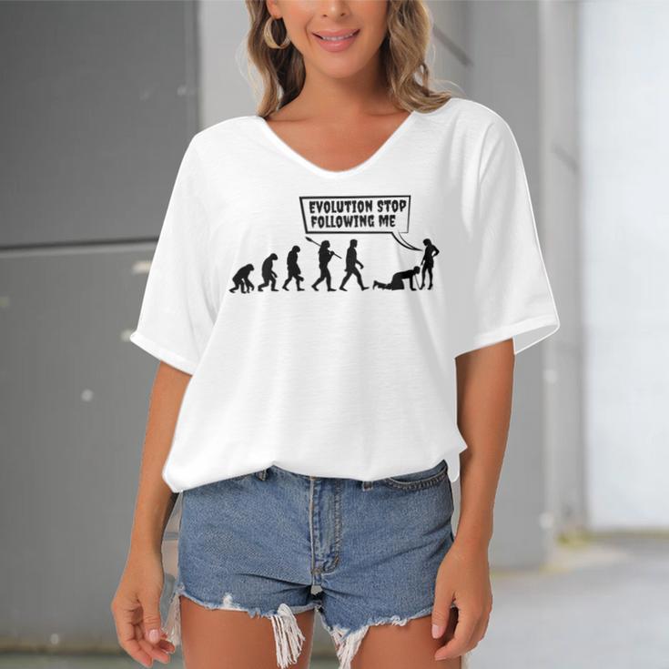 Evolution Stop Following Me Women's Bat Sleeves V-Neck Blouse