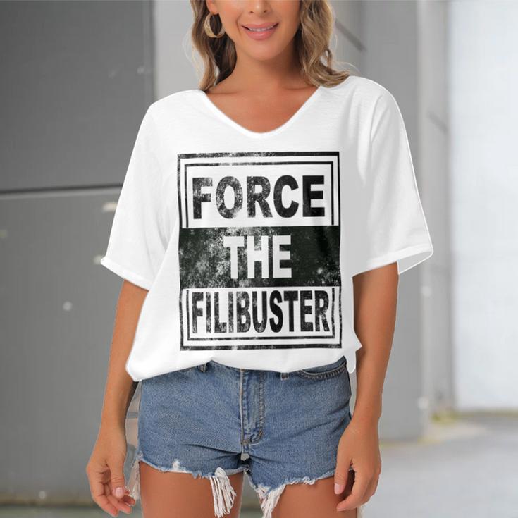 Force The Filibuster Senator Chuck Schumer Do Your Job Women's Bat Sleeves V-Neck Blouse