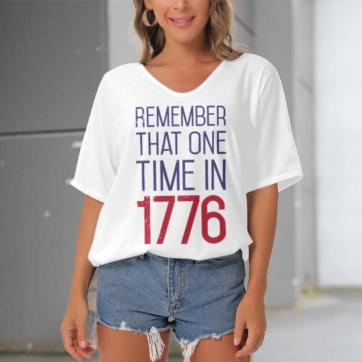 Fourth Of July Remember 1776 Funny 744 Shirt Women's Bat Sleeves V-Neck Blouse