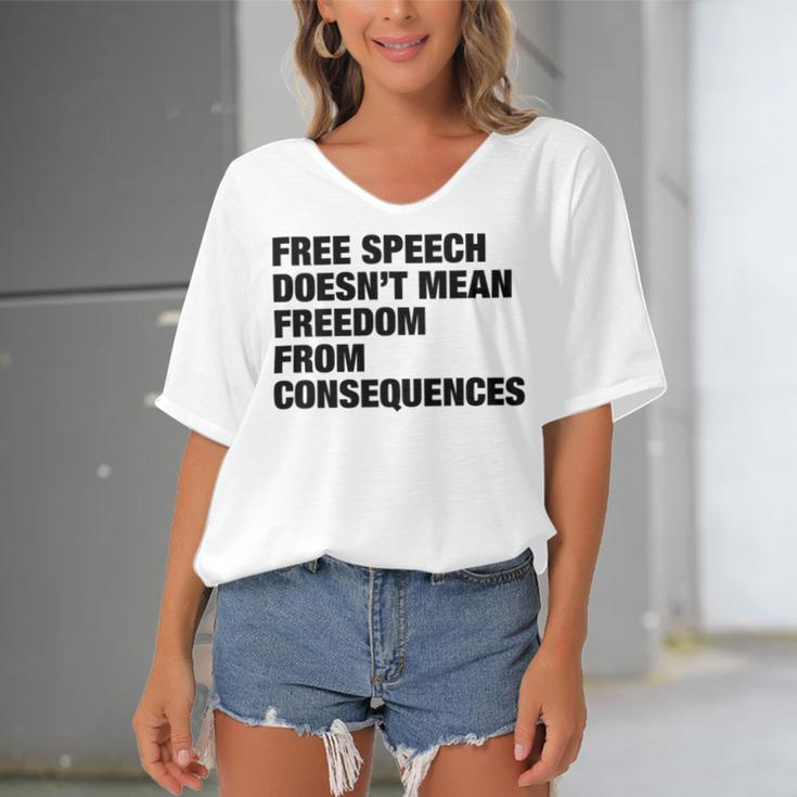 Free Speech Doesnt Mean Freedom From Consequences V3 Women's Bat Sleeves V-Neck Blouse