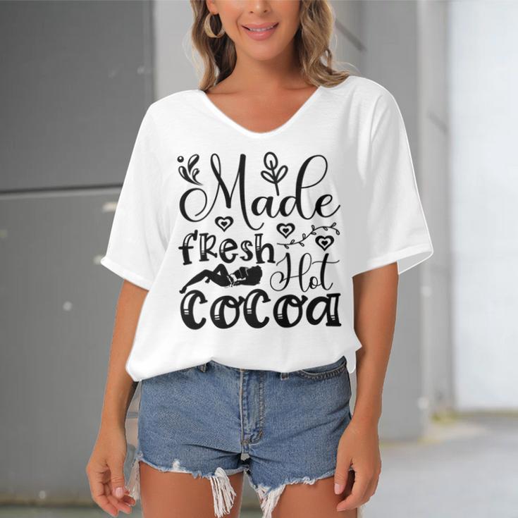 Fresh Hot Cocoa Women's Bat Sleeves V-Neck Blouse