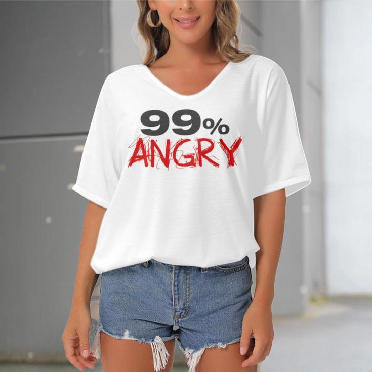 Funny 99 Angry Classic Tshirt V2 Women's Bat Sleeves V-Neck Blouse