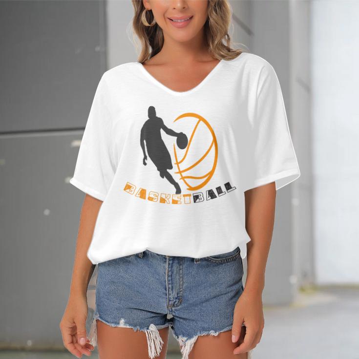 Funny Basketball Gift For Basketball Lovers Women's Bat Sleeves V-Neck Blouse